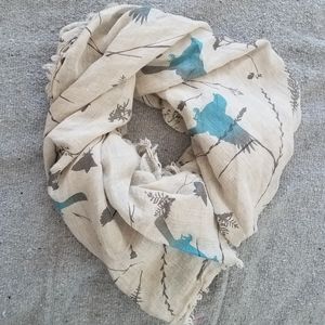 Linen blue bird scarf